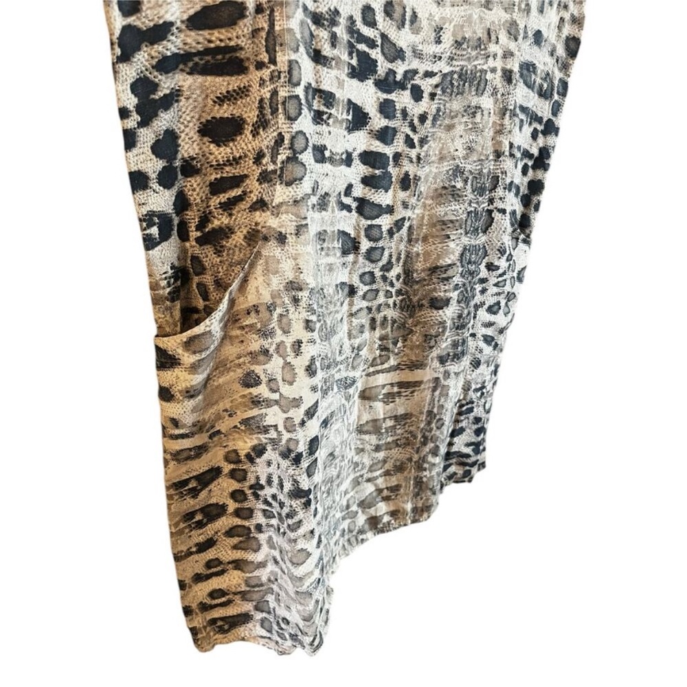🇮🇹XL Lungo L’arno Women’s 100% Linen Dress Snake Print Pockets Cap Sleeve Italy - Picture 3 of 7